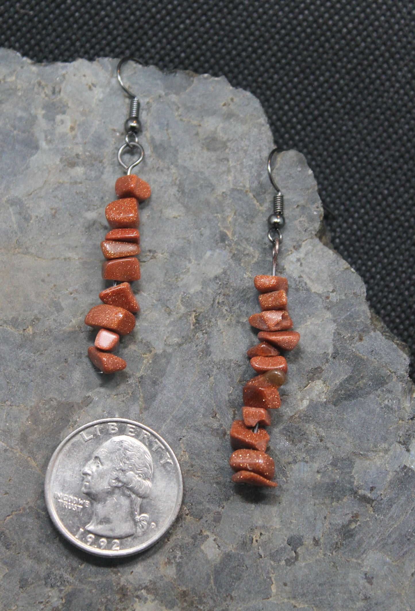 Goldstone and Sterling Silver Earrings