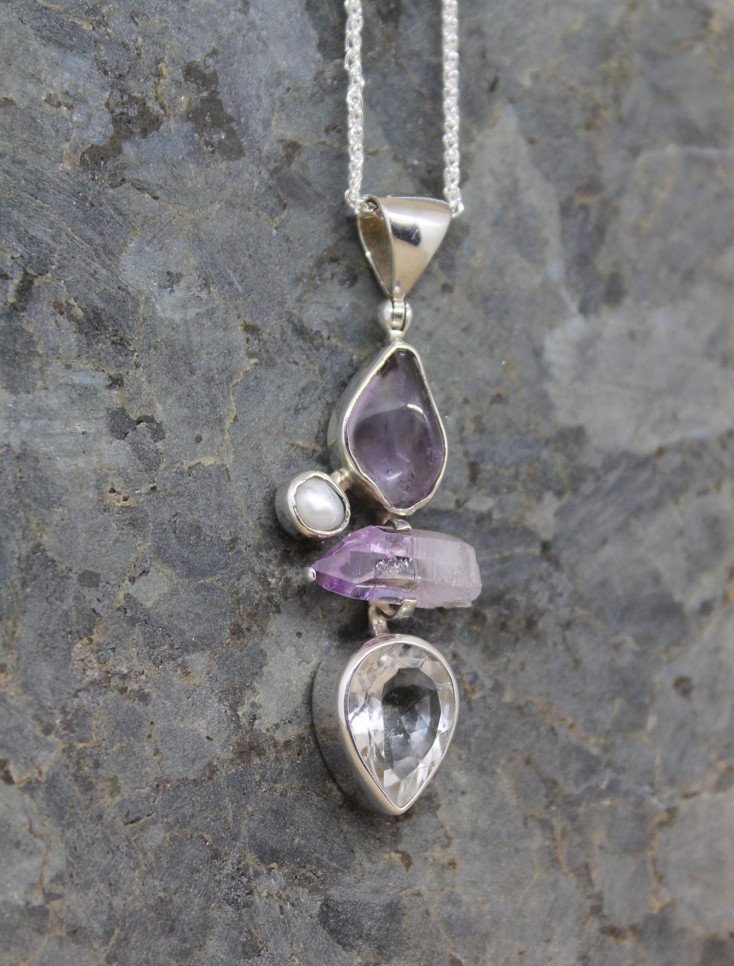 Purple Pendant with Mixed Stones