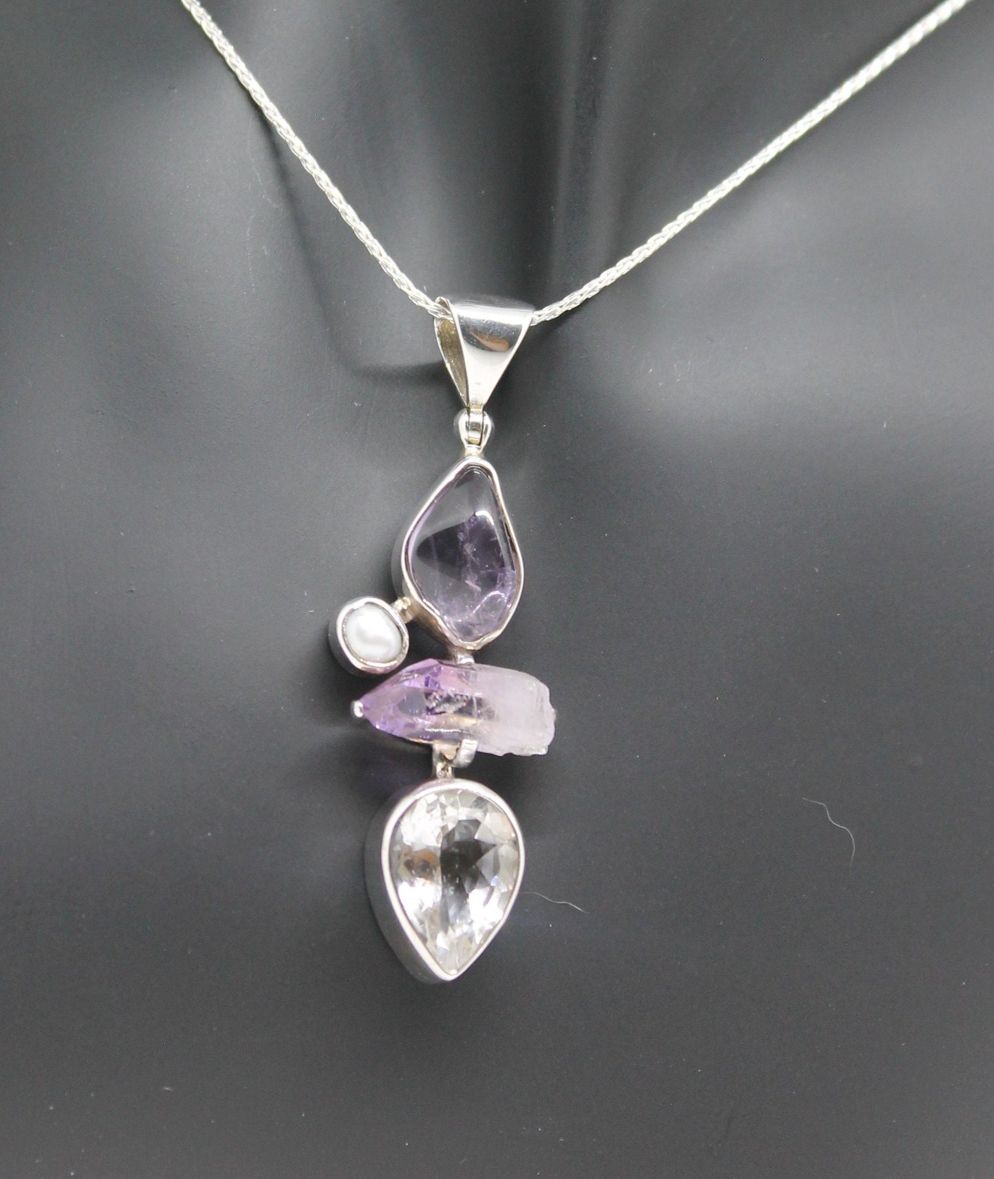 Purple Pendant with Mixed Stones