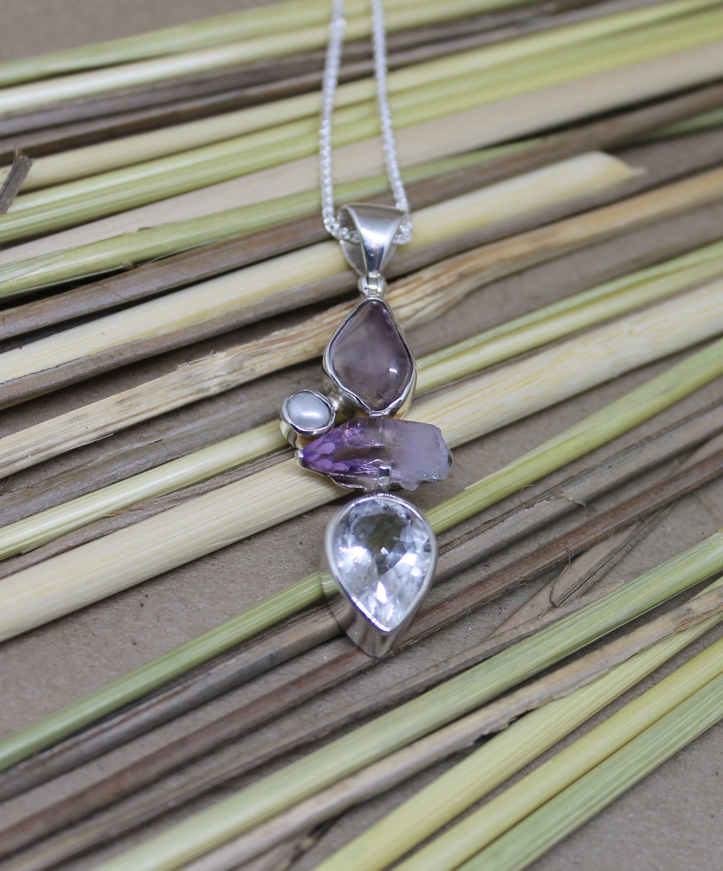 Purple Pendant with Mixed Stones