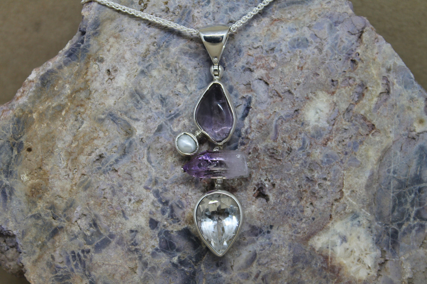 Purple Pendant with Mixed Stones