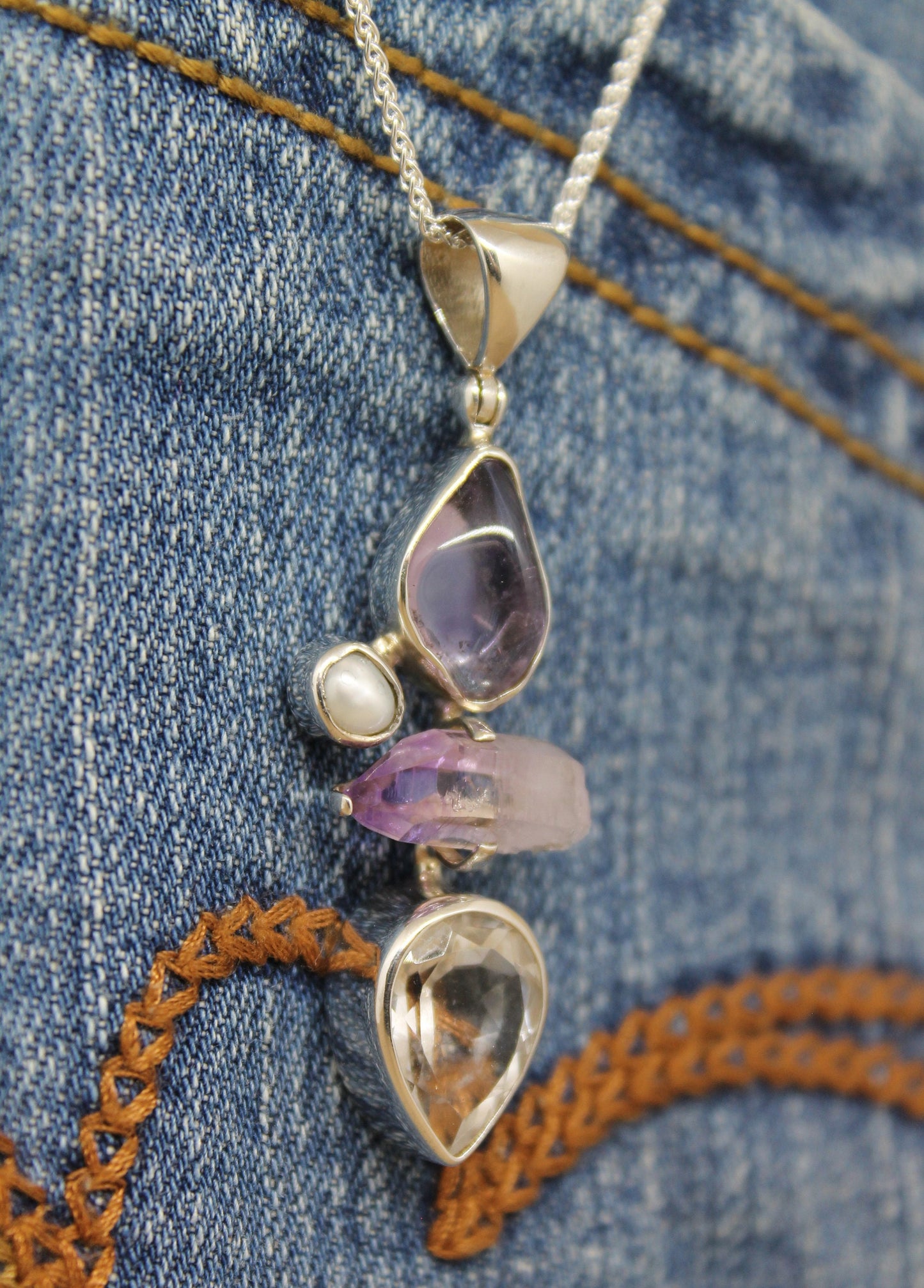 Purple Pendant with Mixed Stones