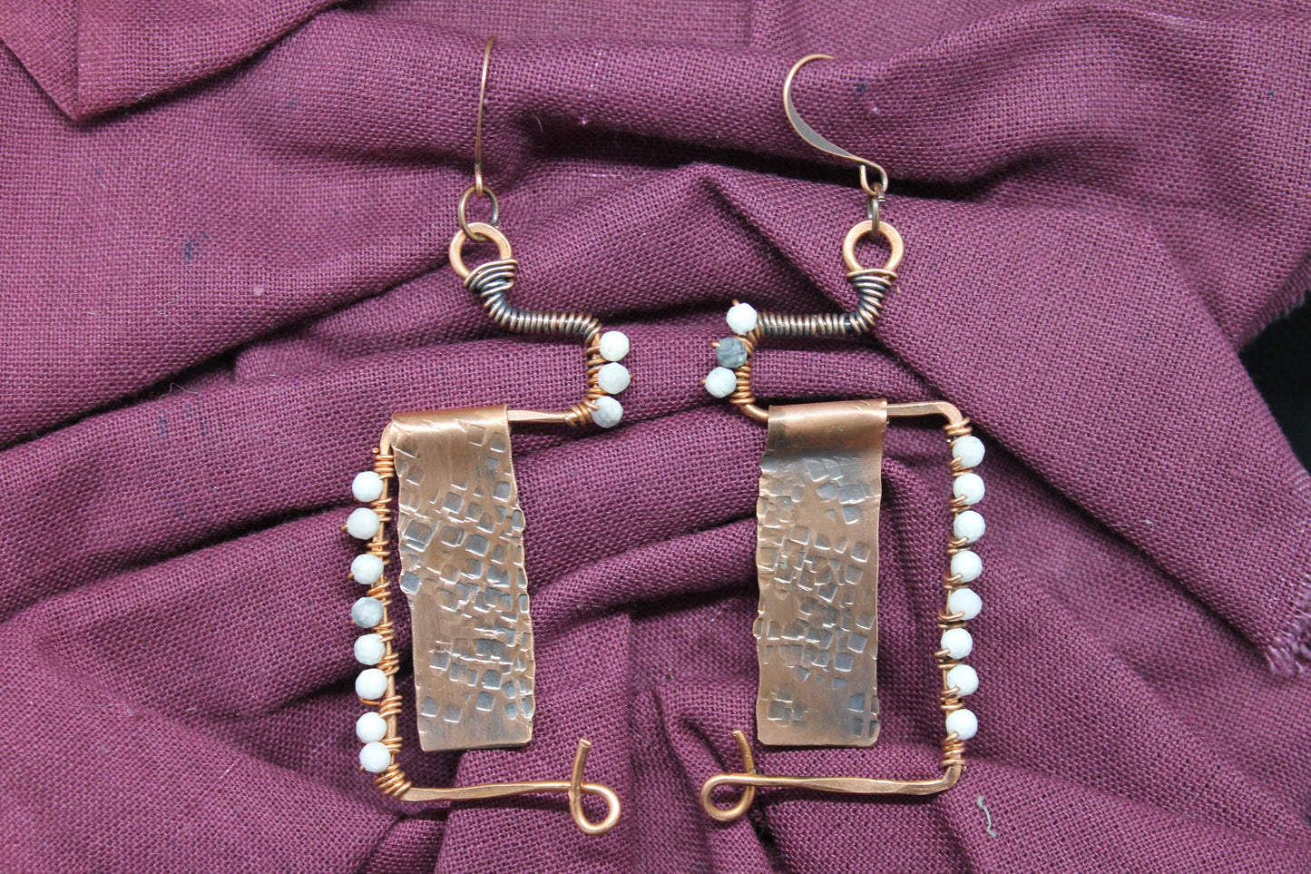 Copper and Marble Earrings