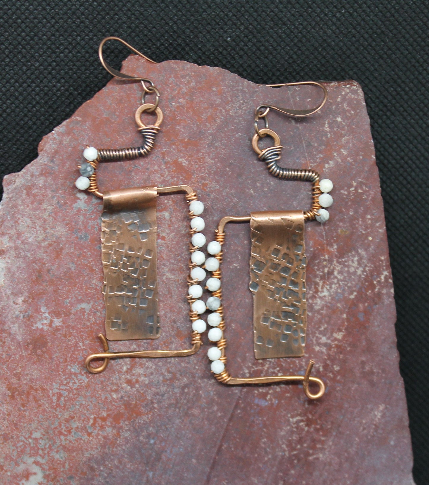 Copper and Marble Earrings